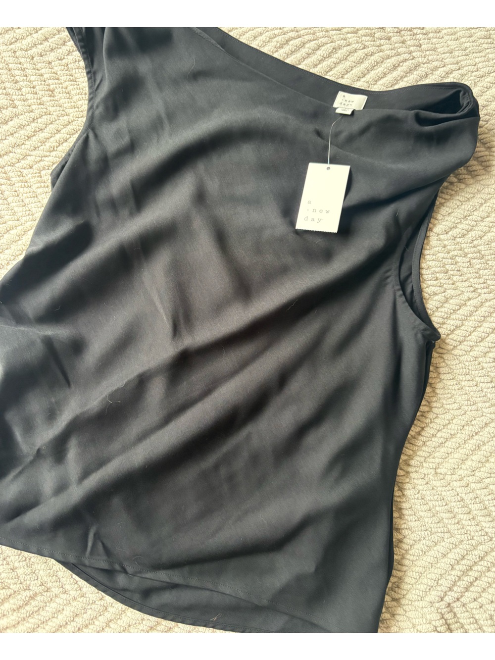 a new day Black Sleeveless Boatneck Asymmetrical Top